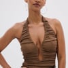 AKIRA Deep In Love Slinky Halter Neck | Brown | Size Large