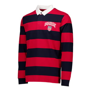 Unisex U.S. Soccer Officially Licensed USMNT Striped Rugby Long Sleeve Tee / 2X