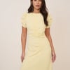 Butter Yellow Ruched Naomi Midi Dress