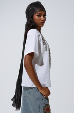 AKIRA Too Deep Rhinestone T-Shirt | Size Large/XL