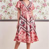 Goddiva Flutter Sleeve Wrap Style Midi Dress - Peach