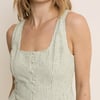 Green Pinstriped Linen-Blend Cora Jumpsuit