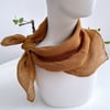 100% Linen Hand-Stitched Square Scarf - Coffee / One Size