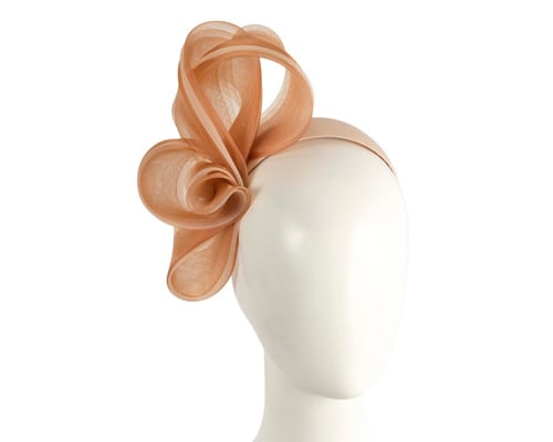 Coffee & nude crinoline bow fascinator by Fillies Collection