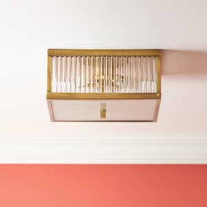 Square Roddy IP44 flush ceiling light in antique brass