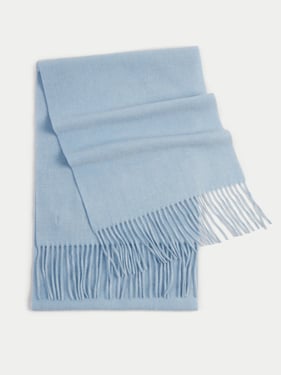 Cashmere Fringed Scarf - 170x30cm + 2x10cm fringes / Navy / AW01-520