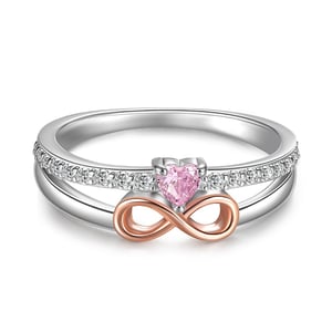 Jeulia Two Tone Infinite Love Heart Ring Sterling Silver