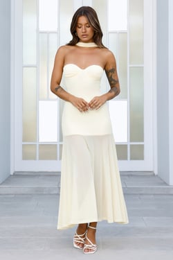 Serene Sway Strapless Maxi Dress Yellow
