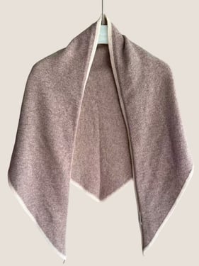 Wool Contrast Stitch Shawl Scarf - Oatmeal / One Size