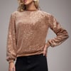 Goddiva Sequin Velvet Sweater - Champagne