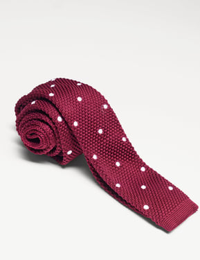 Elensa Silk Tie - Burgundy Dot
