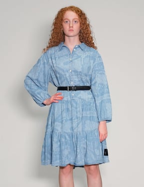 Peace' Laser Printed Light Blue Dress
