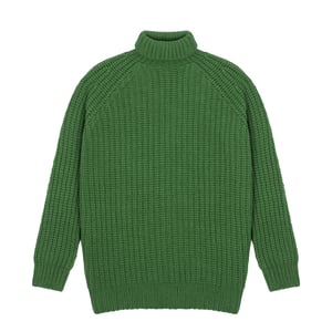 Sunspel Womens Chunky Roll Neck Jumper Bright Green