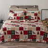 QE Home North Wood Cotton Quilt Set, Patchwork, Red, Twin