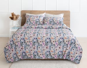 QE Home Emma Cotton Comforter Set, Floral, Green