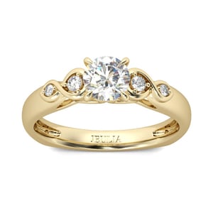 Jeulia Gold Tone Infinity Round Cut Sterling Silver Ring
