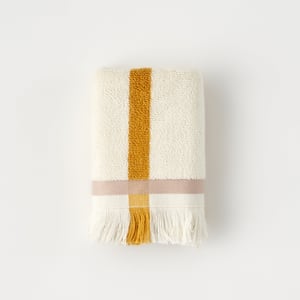 Ella Striped Cotton Hand Towel - Mustard