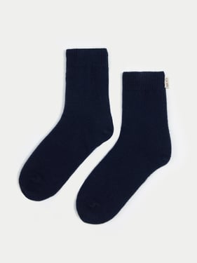 Unisex Cashmere Jersey Knit Bed Socks - 43-45 / navy blazer / AK96-1574