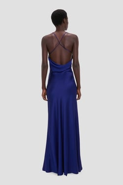 Victoria Beckham Draped Cami Gown In Bright Indigo - 16 - Womens