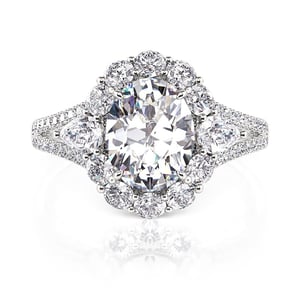 Jeulia Vintage Halo Three Stone Engagement Ring Sterling Silver