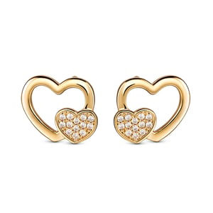 Jeulia "Better Together" Heart-shaped Sterling Silver Children's Earrings