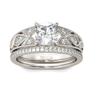 Jeulia Vintage Cushion Cut Sterling Silver Ring Set