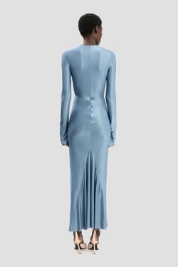 Victoria Beckham Frances Midi Dress In Stone - 12 - Womens
