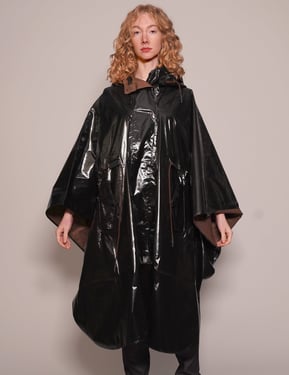 Black Vinyl Poncho