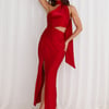 Francesca Satin Midi Dress Maroon