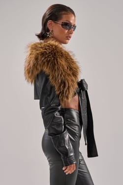 AKIRA Spend It All Fur Trim Bolero | Black | Size 1X