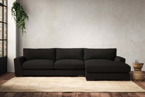 nkuku Guddu Large Right Hand Chaise Sofa | Make To Order | Brera Linen Charcoal | No Colour