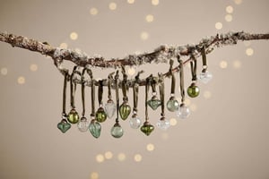 nkuku Adisa Bauble Jar Set Of 16 | Christmas Decorations | Mixed Green/Clear