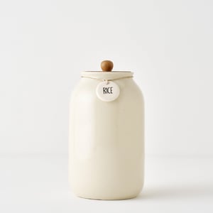Ceramic Jar with Acacia Lid - Rice Jar