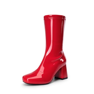 DREAM PAIRS Women   s Square Toe Block Heel Go Go Boots
