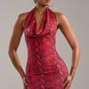 AKIRA Cocky Af Rhinestone Snake Mini Dress | Size Medium