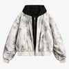 Patchwork Faux Two-Piece Gradient Hooded Bomber Jacket - Black And White / M