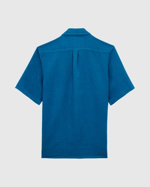 Vilebrequin - Men Bowling Linen Shirt Solid - Shirt - Charli - Blue - Size M