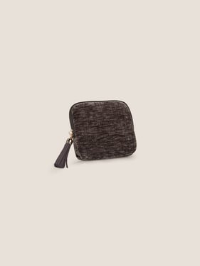 Velvet Fringed Zipper Jewelry Storage Bag - Charcoal / One Size