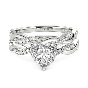 Jeulia Twist Heart Cut Sterling Silver Ring Set