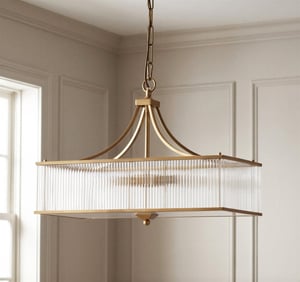 Smaller Odin chandelier in brass with glass rods