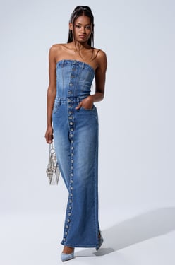 AKIRA Summer Song Denim Jumpsuit | Size 1X