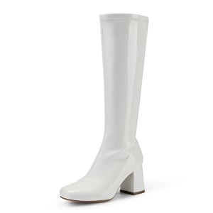 DREAM PAIRS Women   s Wide Calf Square Toe Knee Boots
