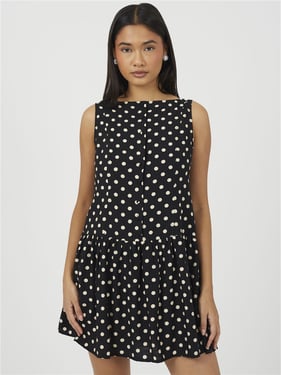 Brave Soul Polka Dot Dress - Black / White - XS