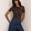 Brown Leopard Print Jersey Top
