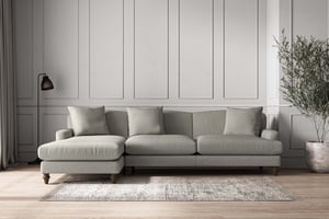nkuku Deni Left Hand Chaise Sofa | Make To Order | Grand | Brera Linen Smoke