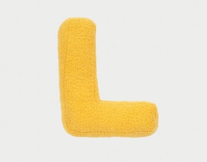 QE Home Alphabet Letter Cushion in L, Yellow