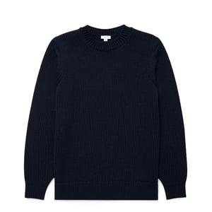 Sunspel Fisherman Mock Neck Jumper Navy