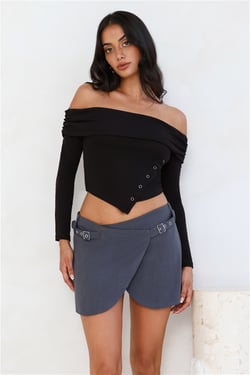 Power Of Basics Off Shoulder Long Sleeve Top Black