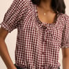 Burgundy Gingham Puff Sleeve Lumi Blouse