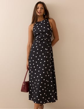 Black Polka Dot Reign Midi Dress